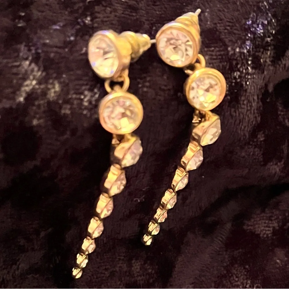 Gold and diamonds look Drop earrings - Picture 1 of 2